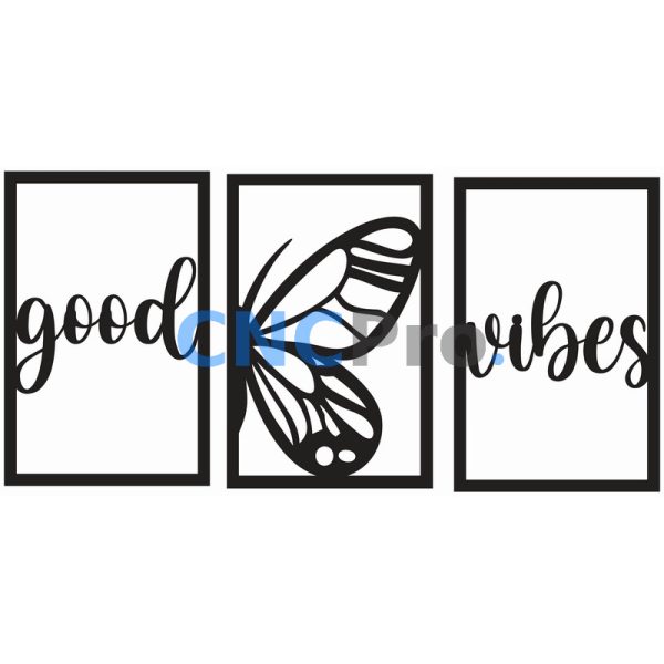 لوحة جدارية "Good Vibes" للقص بالليزر - تصميم أنيق ومميز (86x43 سم) - Image 2