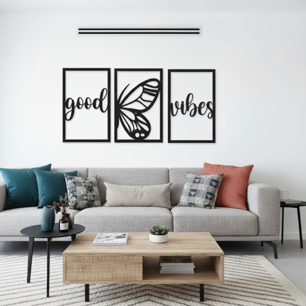 لوحة جدارية "Good Vibes" للقص بالليزر - تصميم أنيق ومميز (86x43 سم)