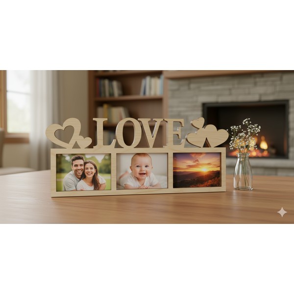تصميم رقمي لإطار صور "LOVE" (55*23) | للقص بالليزر