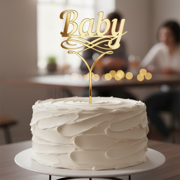 زينة كعك "Baby" الرقمية للقص بالليزر - تصميم فريد وأنيق