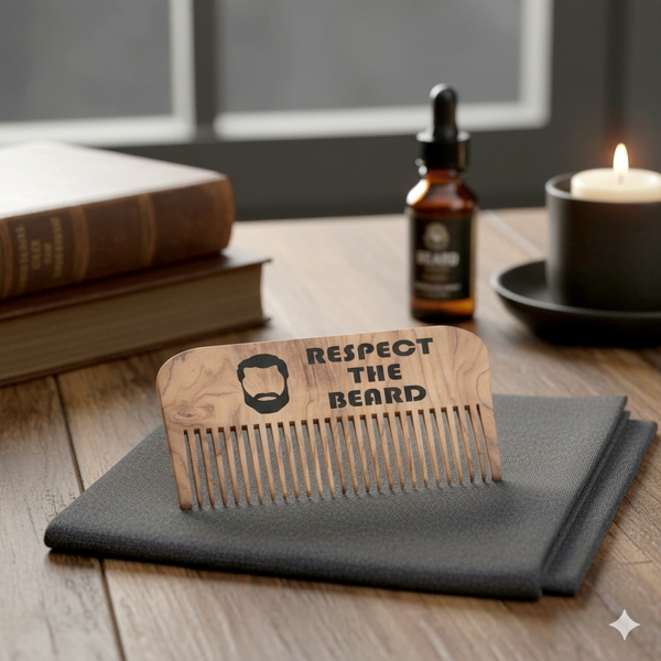 مشط حلاقة Respect The Beard - ملف تصميم ليزر احترافي