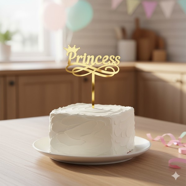 زينة كعك Princess الرقمية للقص بالليزر - تصميم فريد واحترافي