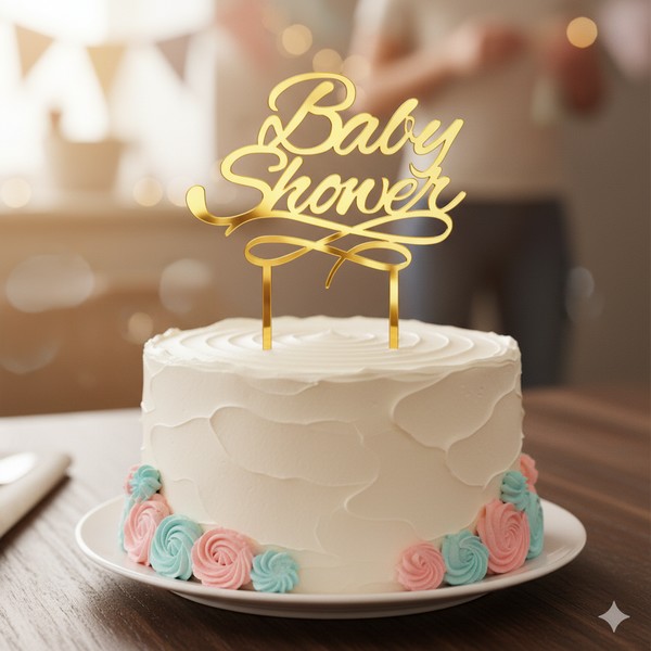 زينة كعك "Baby Shower" الرقمية للقص بالليزر - تصميم فريد وأنيق