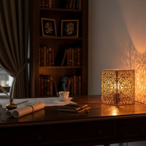 تصميم رقمي لفانوس مربع بزخارف إسلامية للقص بالليزر - الصورة 2