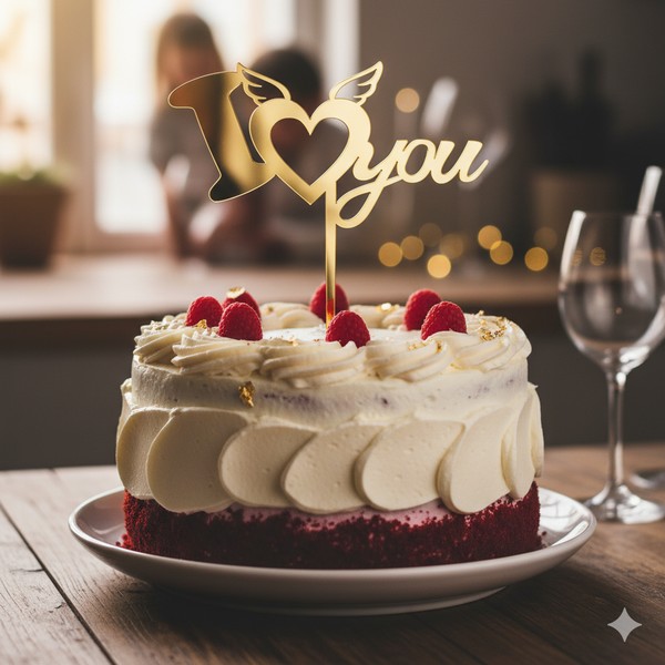 زينة كعكة رقمية بالليزر "I LOVE YOU #1" - تصميم مثالي للمناسبات الخاصة
