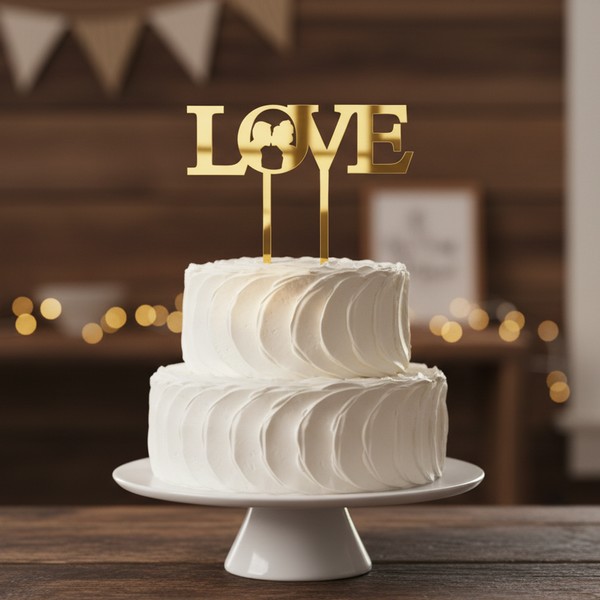 زينة كعك ليزر رقمية بتصميم LOVE #2 - مثالية للمناسبات الخاصة