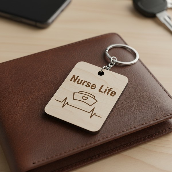 تصميم ميدالية ممرضة رقمي للقص بالليزر - 4 سم قابل للتعديل - ملف