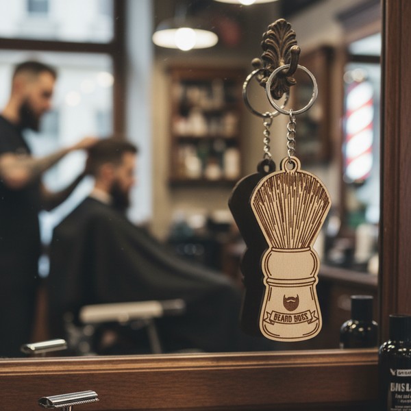 ميدالية مقص حلاقة رقمي للقص بالليزر - تصميم قابل للتعديل 4 سم - هدية مثالية للحلاقين