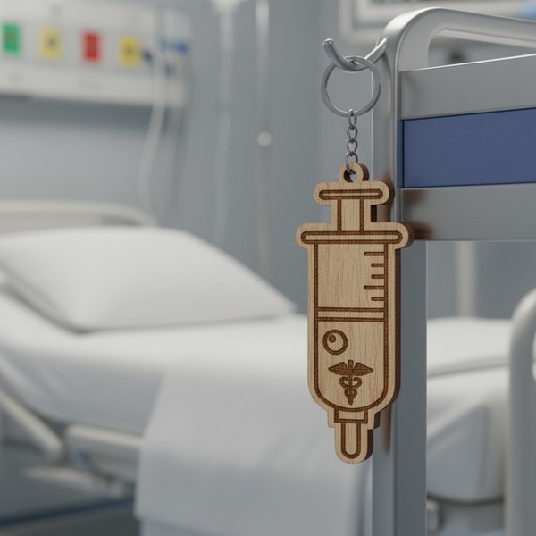 ميدالية حقنة للقص بالليزر - تصميم رقمي قابل للتعديل (4 سم) - هدية طبية - Image 2