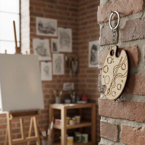 تصميم رقمي لميدالية لوحة رسم للقص بالليزر - قابل للتعديل (4 سم) - Image 3