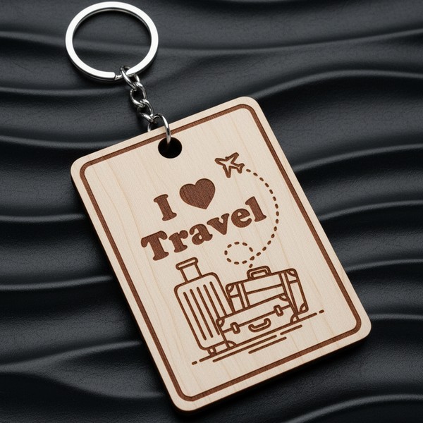 ميدالية 'أنا أحب السفر' للقص بالليزر - تصميم رقمي قابل للتعديل (4 سم) - Image 2