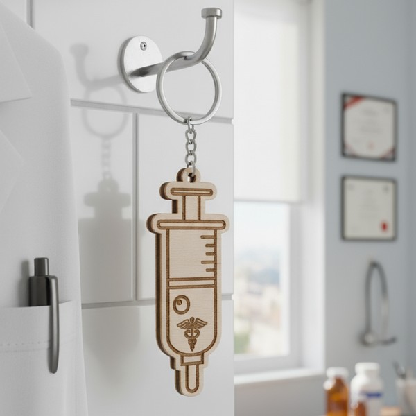 ميدالية حقنة للقص بالليزر - تصميم رقمي قابل للتعديل (4 سم) - هدية طبية