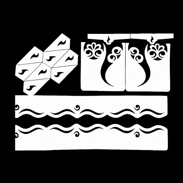 تصميم رقمي لسباردرا حناء: نقشة الزهور والأمواج (ملف SVG)