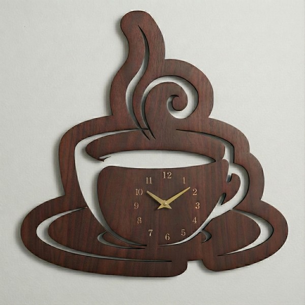 ملف رقمي لساعة حائط بتصميم كوب قهوة جاهز للقص بالليزر - تصميم فريد لديكور منزلك