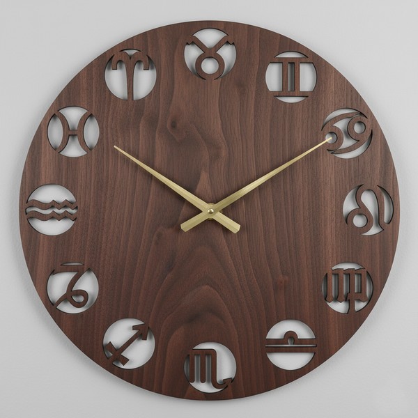 ملف ساعة جدارية بتصميم الأبراج الفلكية الأنيق للقص بالليزر