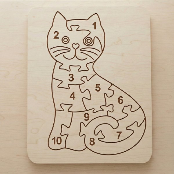 ملف لعبة بازل على شكل قط أنيق للقص بالليزر (13x17سم)
