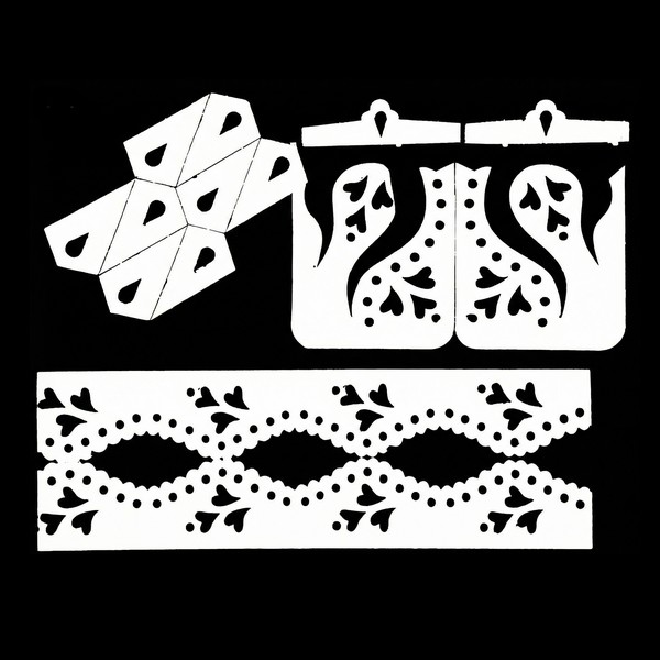 تصميم رقمي لسباردرا حناء: طقم "القلوب والدانتيل" المنقط قياس حقيقي (SVG للقص بالليزر)