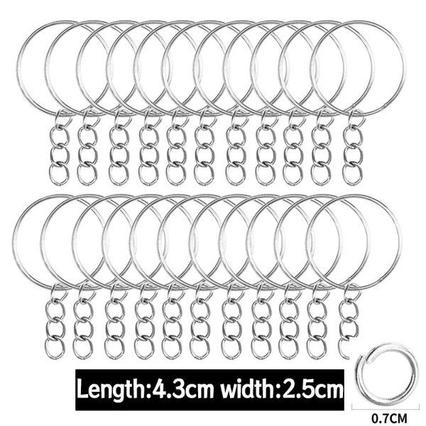 حلقات ميداليات فضية جاهزة مع سلسلة وحلقة وصل - مثالية للحرف اليدوية والمشاريع الإبداعية