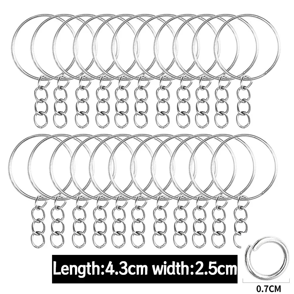 حلقات ميداليات فضية جاهزة مع سلسلة وحلقة وصل - مثالية للحرف اليدوية والمشاريع الإبداعية