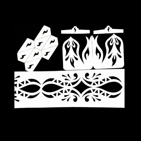 ملف رقمي للقص بالليزر سباردرا حناء (SVG) - طقم "الزخرفة النباتية والهندسية" (قياس حقيقي)