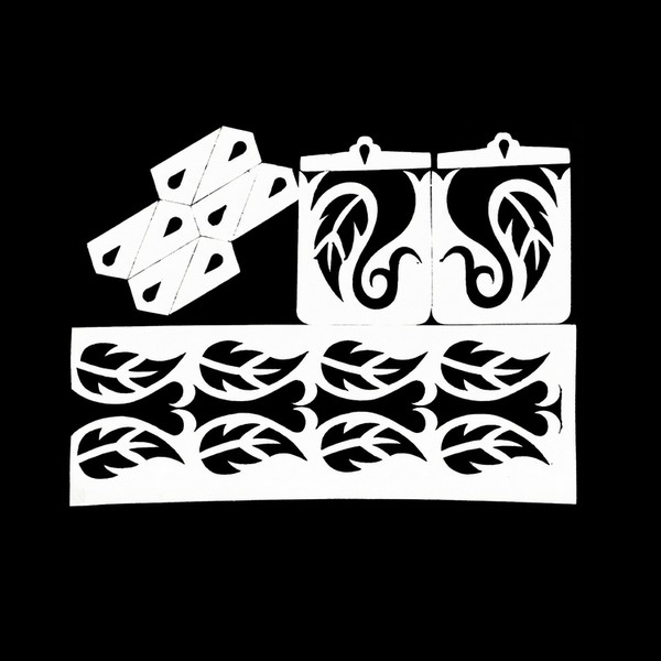 تصميم رقمي لسباردرا حناء: طقم ""أوراق الشجر" الطبيعي (ملف SVG للقص بالليزر)