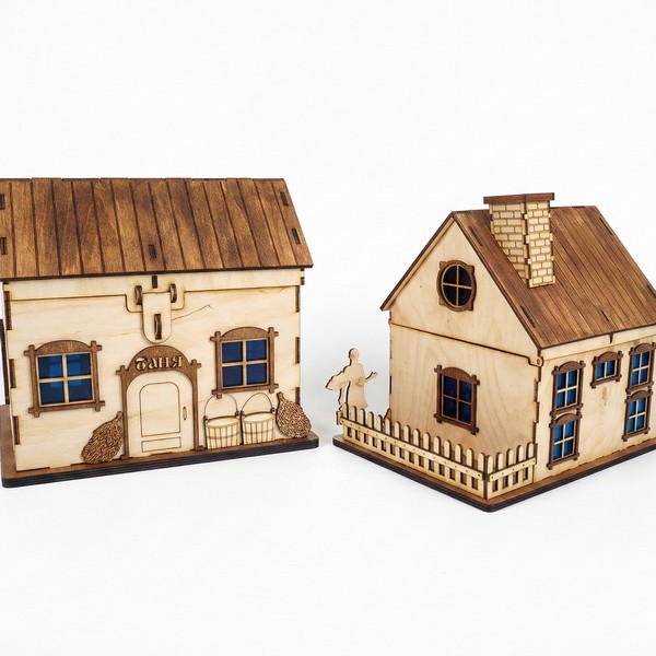 تصميم رقمي لمنزل خشبي مميز (علبة هدايا) - للقص بالليزر قابلة للتعديل (4 مم & 5 مم) - الصورة 2