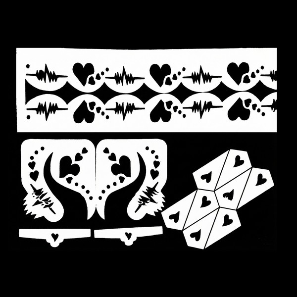 تصميم رقمي لسباردرا حناء: طقم "نبض القلب" (ملف SVG للقص بالليزر)