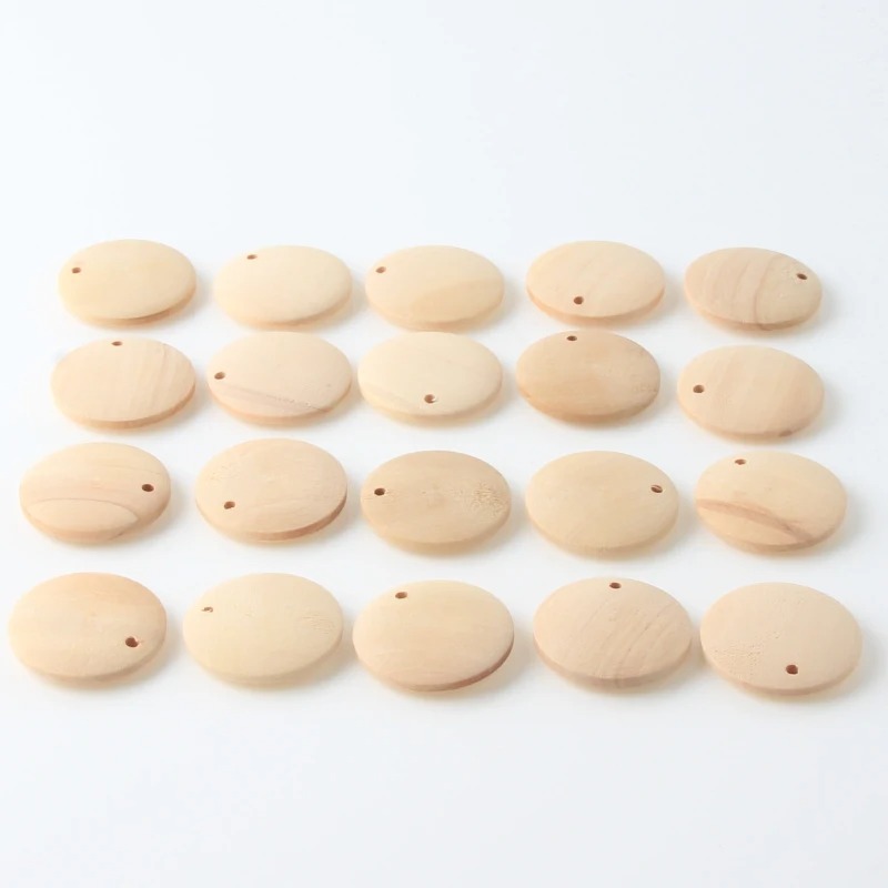 أقراص خشبية دائرية 30 مم للرسم والحفر بالليزر - خشب طبيعي مثقب للحرف اليدوية والمجوهرات - الصورة 4