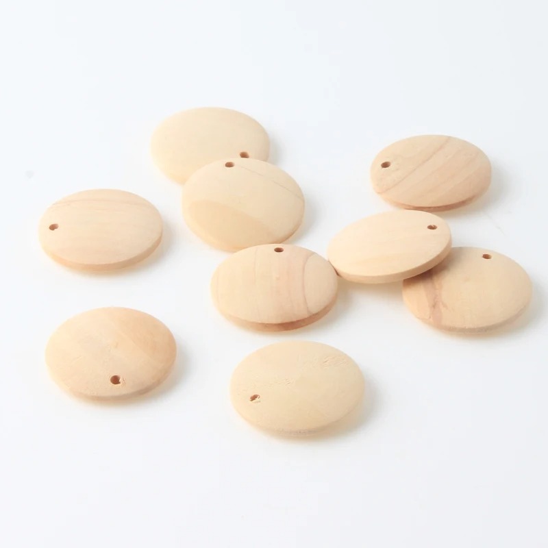 أقراص خشبية دائرية 30 مم للرسم والحفر بالليزر - خشب طبيعي مثقب للحرف اليدوية والمجوهرات - الصورة 3