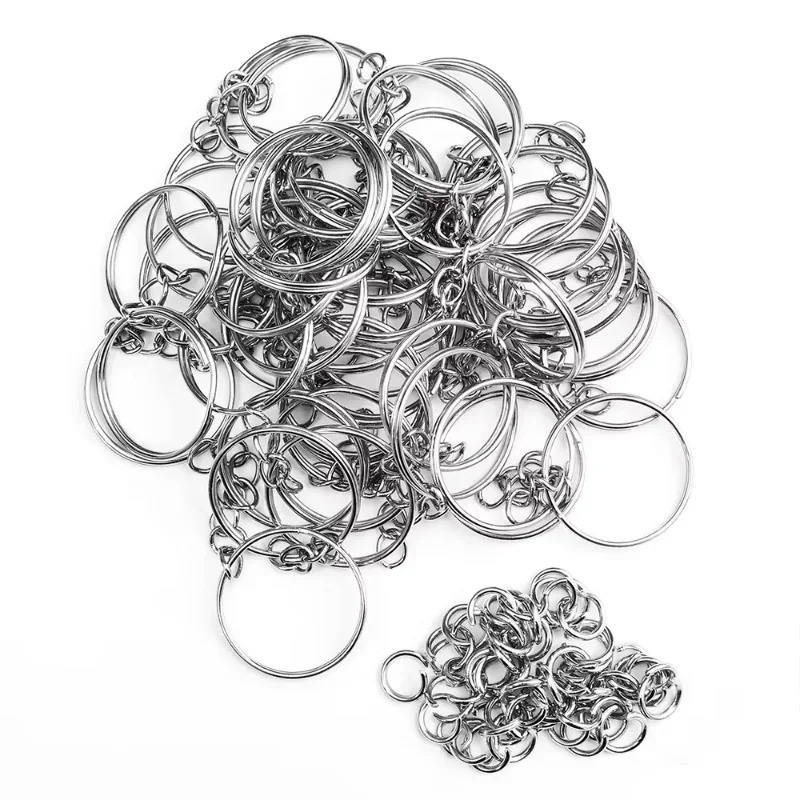 حلقات ميداليات فضية جاهزة مع سلسلة وحلقة وصل - مثالية للحرف اليدوية والمشاريع الإبداعية - الصورة 3