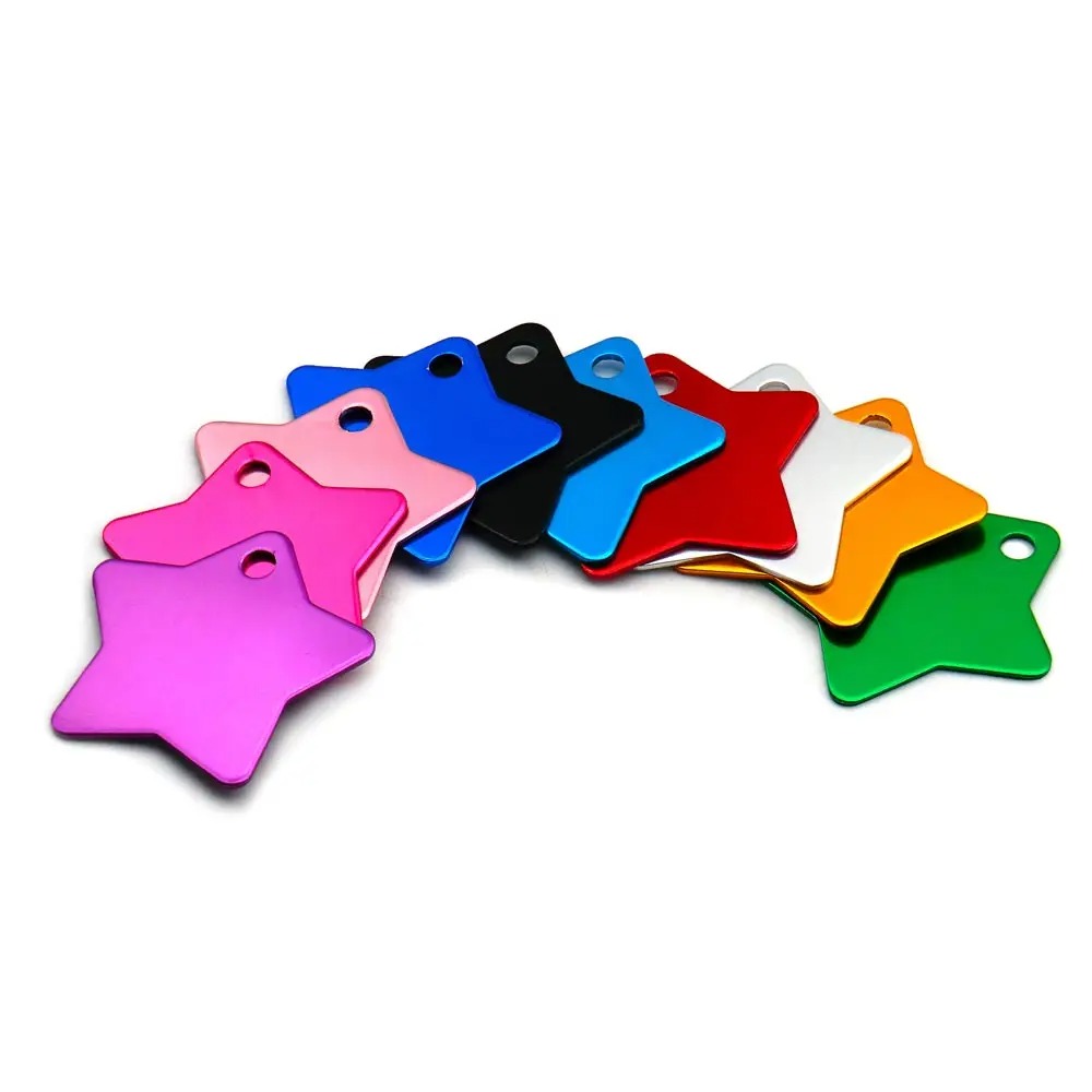 نجوم ألومنيوم ملونة للنقش بالليزر (36×35 مم) - ميداليات وجوائز تشجيعية للأطفال والحيوانات الأليفة - الصورة 4