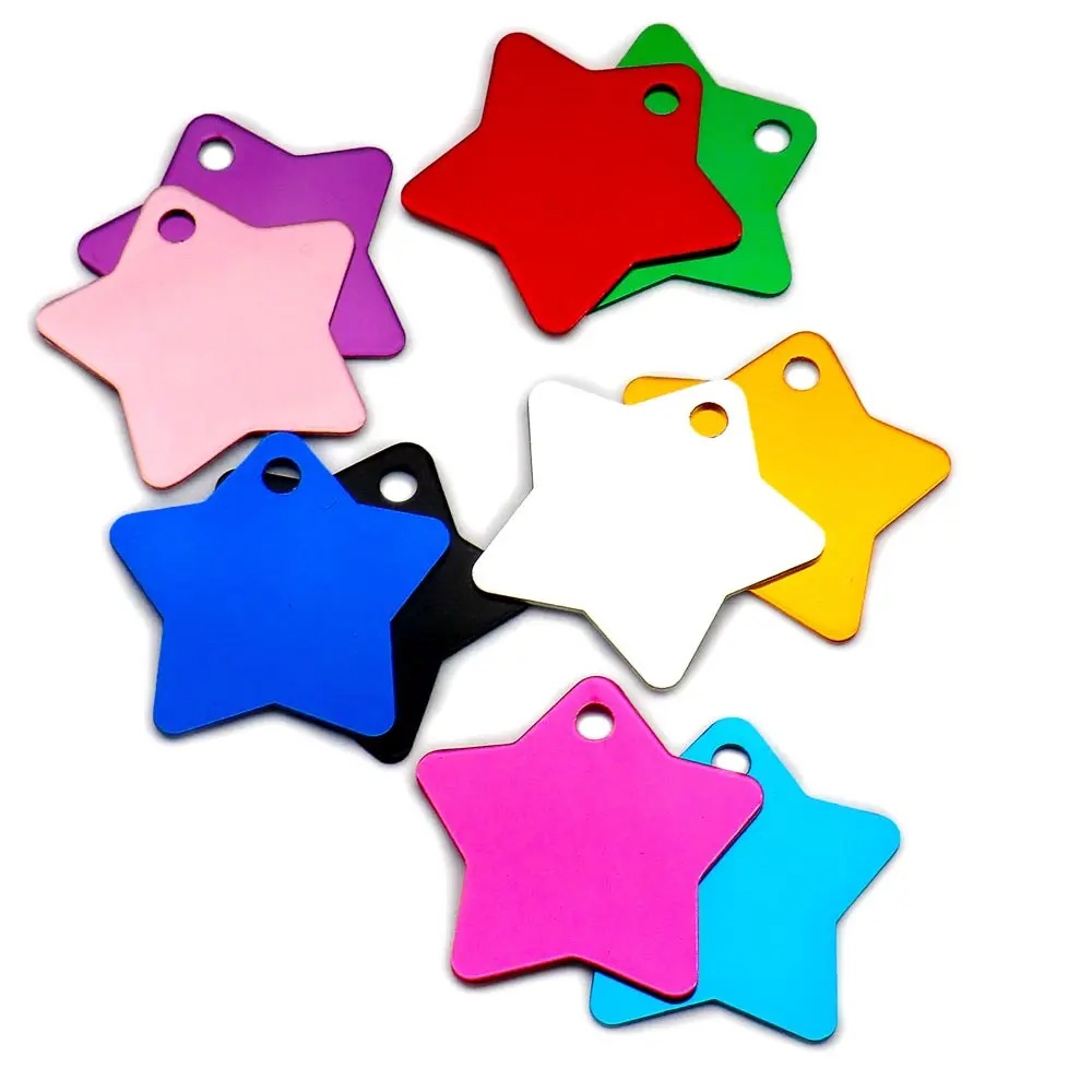 نجوم ألومنيوم ملونة للنقش بالليزر (36×35 مم) - ميداليات وجوائز تشجيعية للأطفال والحيوانات الأليفة - الصورة 3