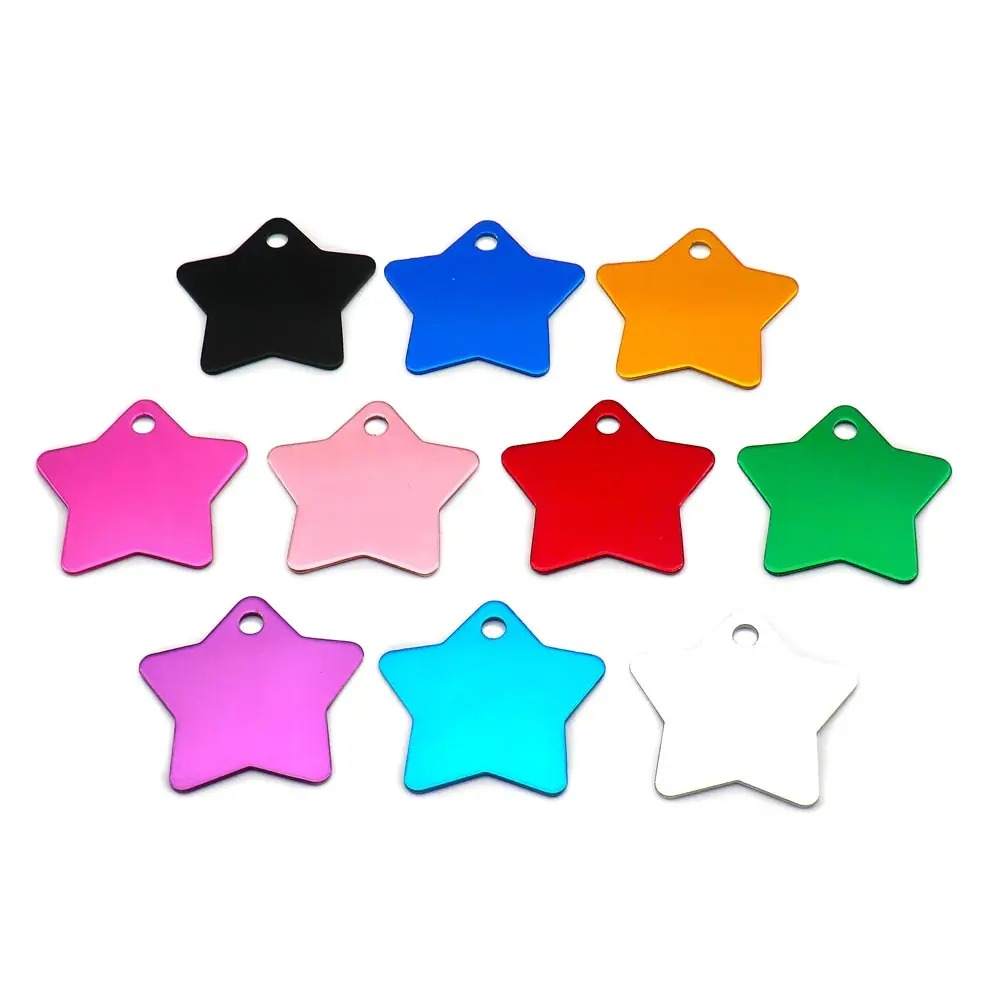 نجوم ألومنيوم ملونة للنقش بالليزر (36×35 مم) - ميداليات وجوائز تشجيعية للأطفال والحيوانات الأليفة - الصورة 2