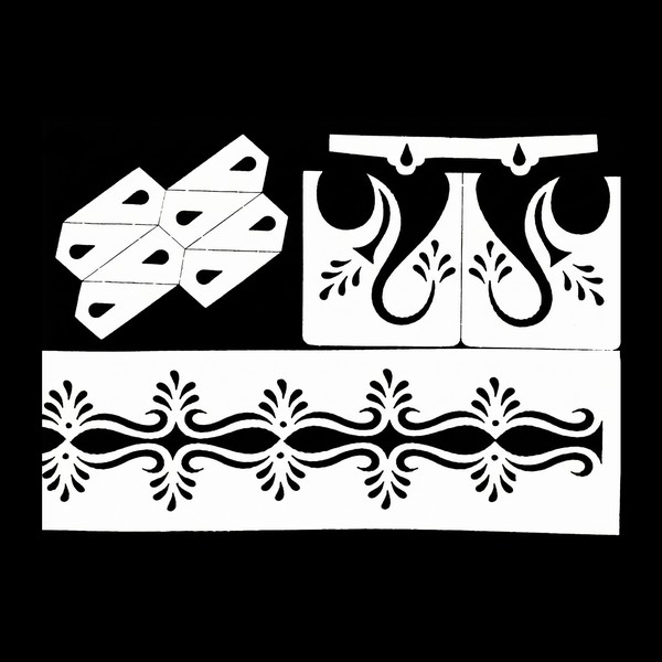 تصميم رقمي لسباردرا حناء: طقم "بنقوش زهرية" (ملف SVG للقص بالليزر)