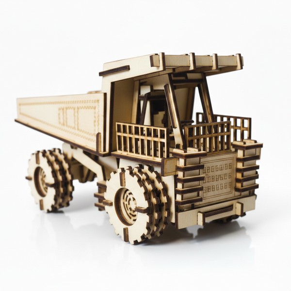 تصميم رقمي لمجسم خشبي لشاحنة المحاجر العملاقة (Dump Truck) للقص بالليزر