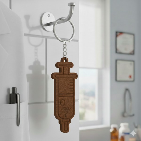 ميدالية حقنة للقص بالليزر - تصميم رقمي قابل للتعديل (4 سم) - هدية طبية