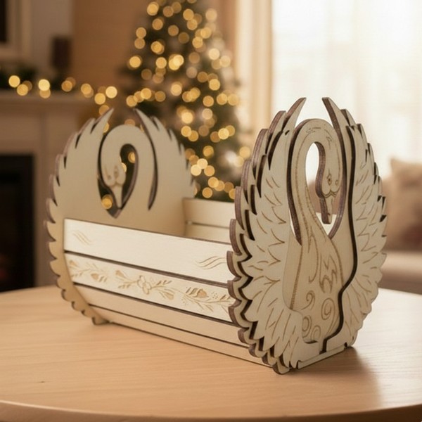 تصميم رقمي لمجسم سلة "سوان" للقص بالليزر