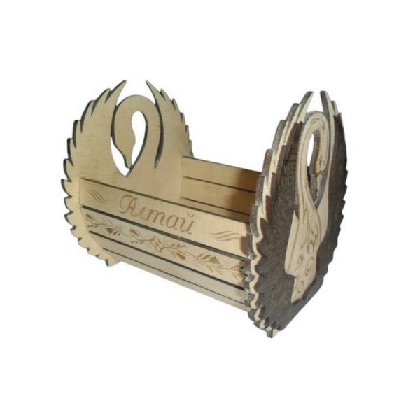 تصميم رقمي صندوق خشبي على شكل بجعة