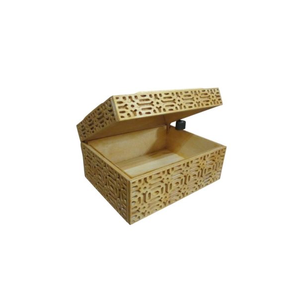 تصميم رقمي صندوق خشبي بنقوش عربية