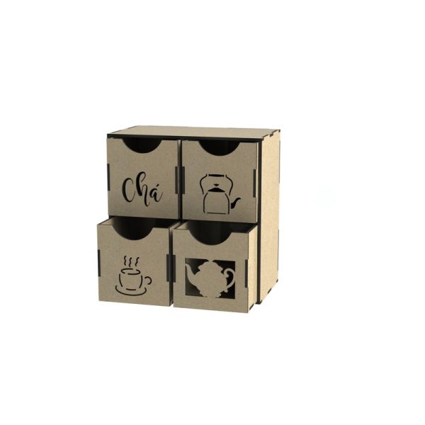 صندوق تخزين بتصميم الشاي والليزر