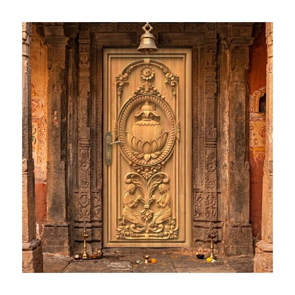 تصميم رقمي نقش باب زخرفة نباتية واشخاص