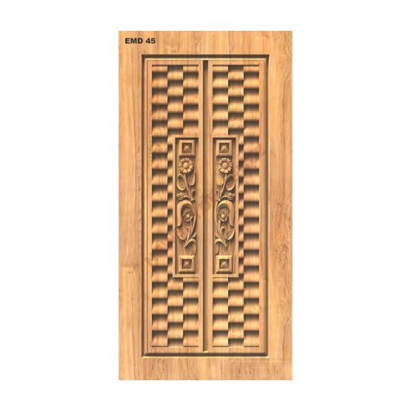 تصميم رقمي باب خشبي بنقوش زهور