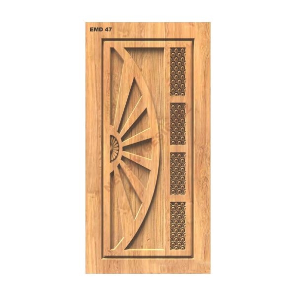 تصميم رقمي باب خشبي بنقش عصري